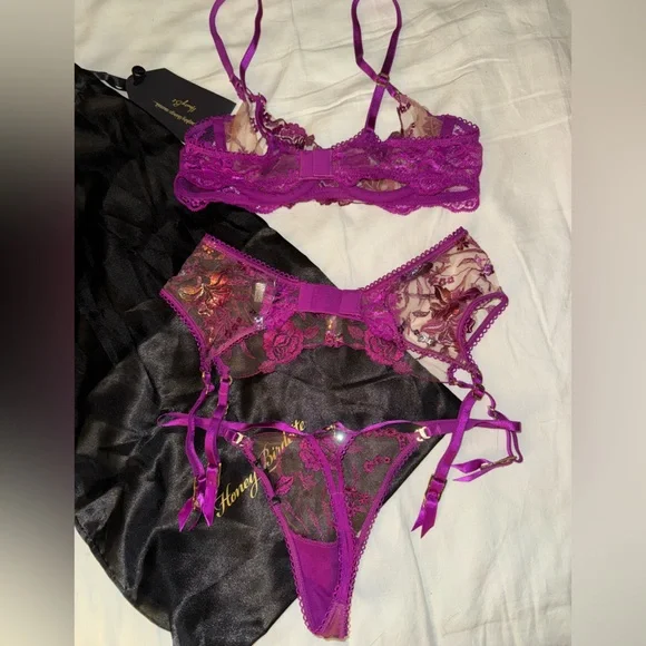 Honey Birdette 3 piece lingerie set in Whitney Rainbow - Picture 6 of 8